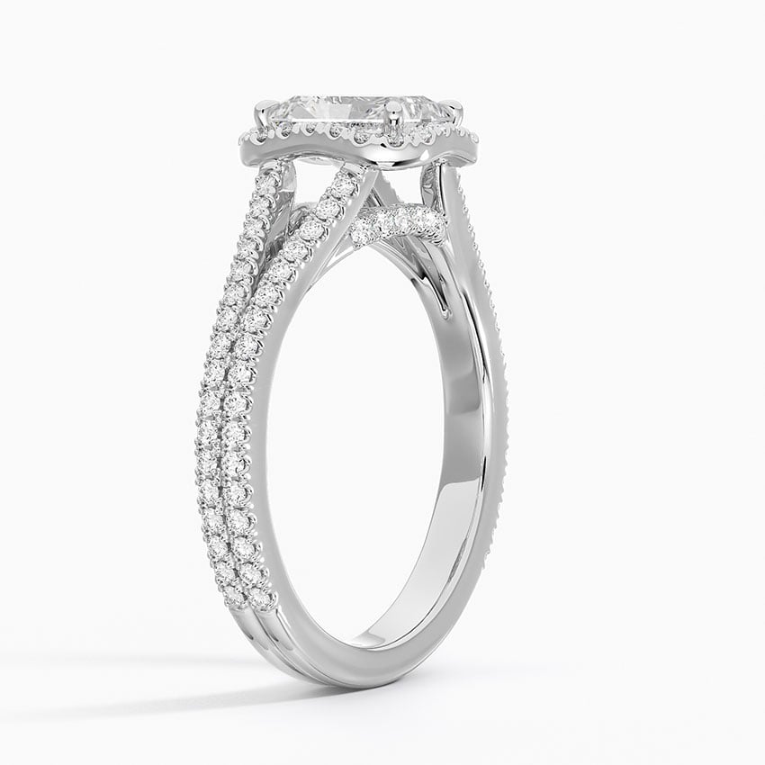 Fortuna Halo Diamond Ring (1/2 ct. tw.) Platinum Radiant Engagement Ring