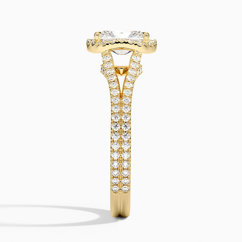 Fortuna Halo Diamond Ring (1/2 ct. tw.) Yellow Gold 18k Radiant Engagement Ring