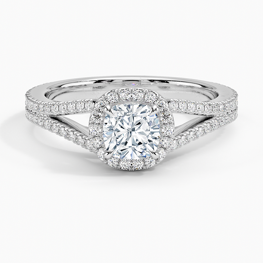 Fortuna Halo Diamond Ring (1/2 ct. tw.) Platinum Cushion Engagement Ring