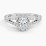 Fortuna Halo Diamond Ring (1/2 ct. tw.) Platinum Oval Engagement Ring