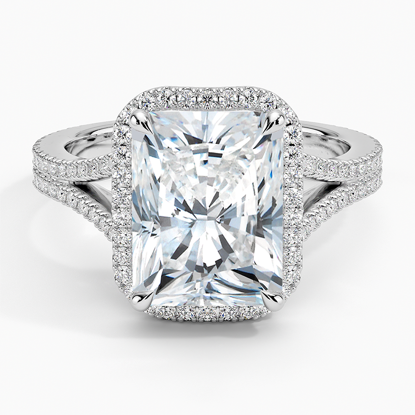 Fortuna Halo Diamond Ring (1/2 ct. tw.) Platinum Radiant Engagement Ring