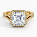 Fortuna Halo Diamond Ring (1/2 ct. tw.) Yellow Gold 18k Asscher Engagement Ring