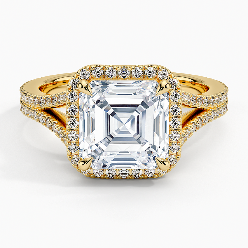 Fortuna Halo Diamond Ring (1/2 ct. tw.) Yellow Gold 18k Asscher Engagement Ring