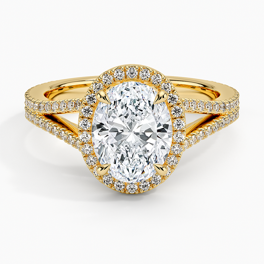 Fortuna Halo Diamond Ring (1/2 ct. tw.) Yellow Gold 18k Oval Engagement Ring