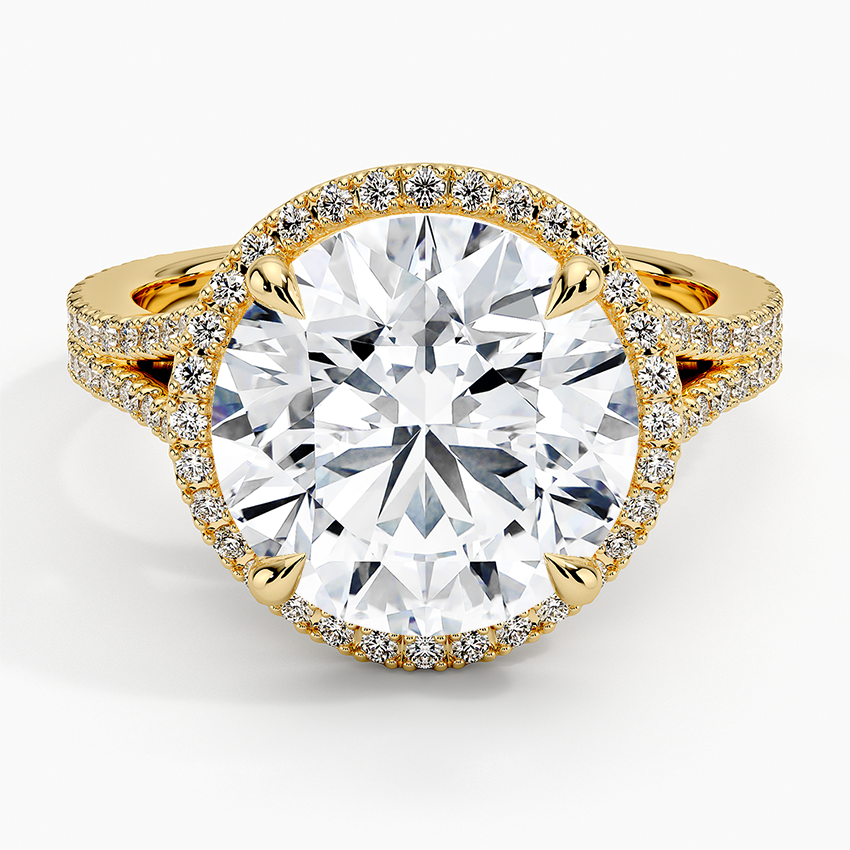 Fortuna Halo Diamond Ring (1/2 ct. tw.) Yellow Gold 18k Round Engagement Ring