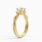 Petite Twisted Vine Three Stone Diamond Ring (2/5 ct. tw.) Yellow Gold 18k Cushion Engagement Ring