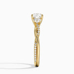 Petite Twisted Vine Three Stone Diamond Ring (2/5 ct. tw.) Yellow Gold 18k Cushion Engagement Ring