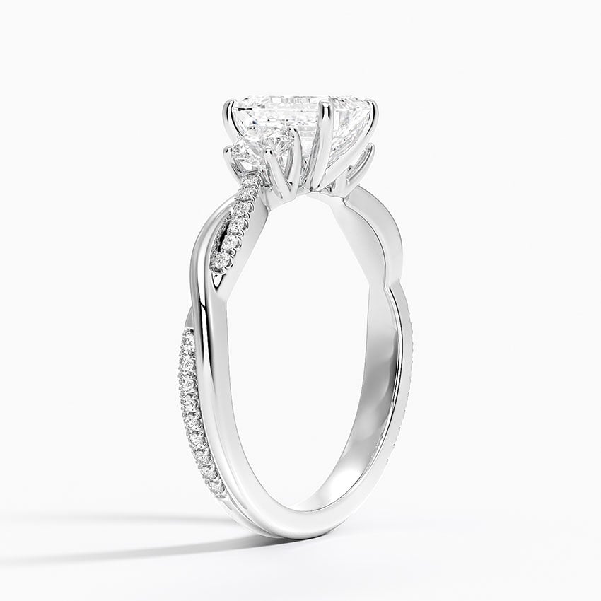 Petite Twisted Vine Three Stone Diamond Ring (2/5 ct. tw.) Platinum Emerald Engagement Ring