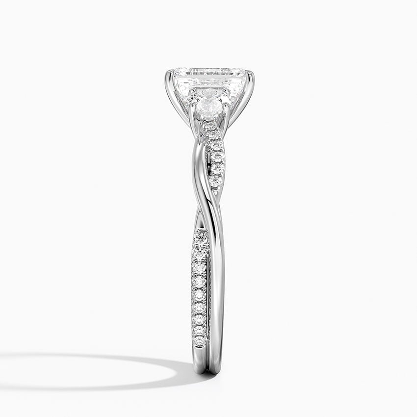 Petite Twisted Vine Three Stone Diamond Ring (2/5 ct. tw.) Platinum Emerald Engagement Ring