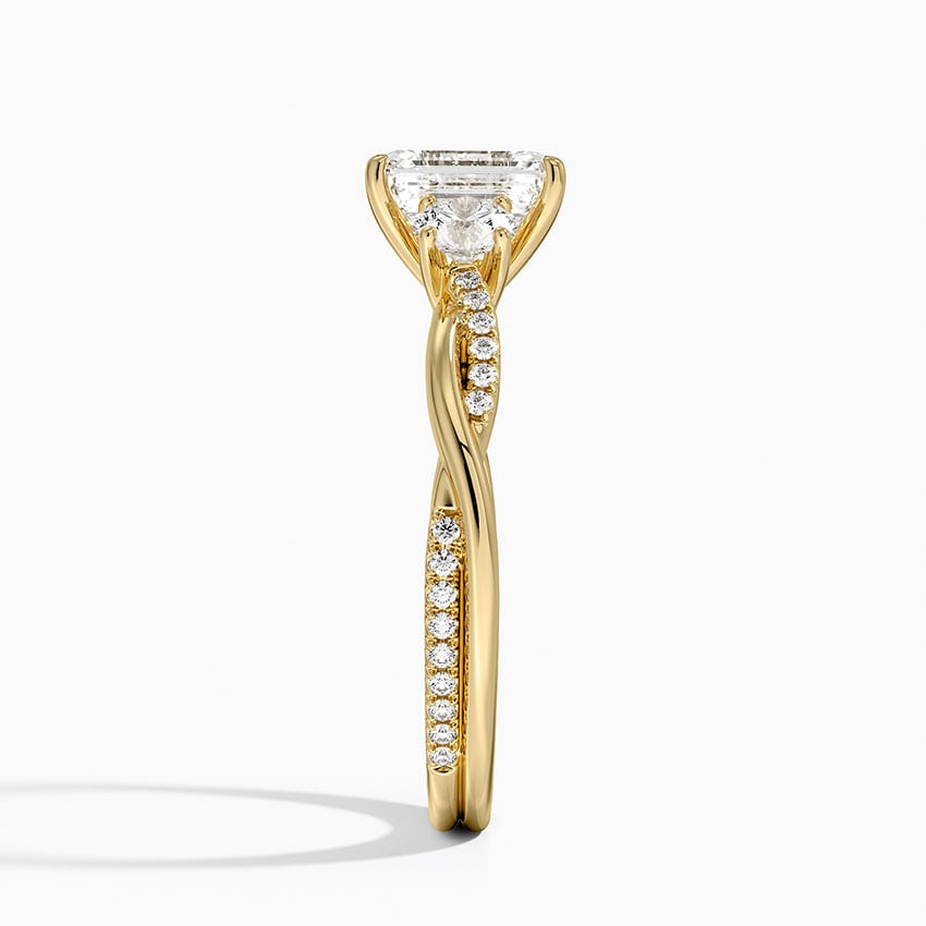 Petite Twisted Vine Three Stone Diamond Ring (2/5 ct. tw.) Yellow Gold 18k Emerald Engagement Ring