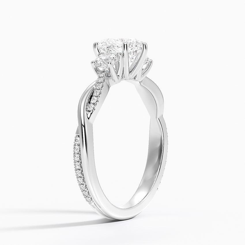 Petite Twisted Vine Three Stone Diamond Ring (2/5 ct. tw.) Platinum Heart Engagement Ring