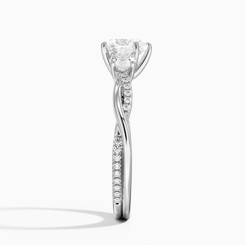 Petite Twisted Vine Three Stone Diamond Ring (2/5 ct. tw.) Platinum Heart Engagement Ring