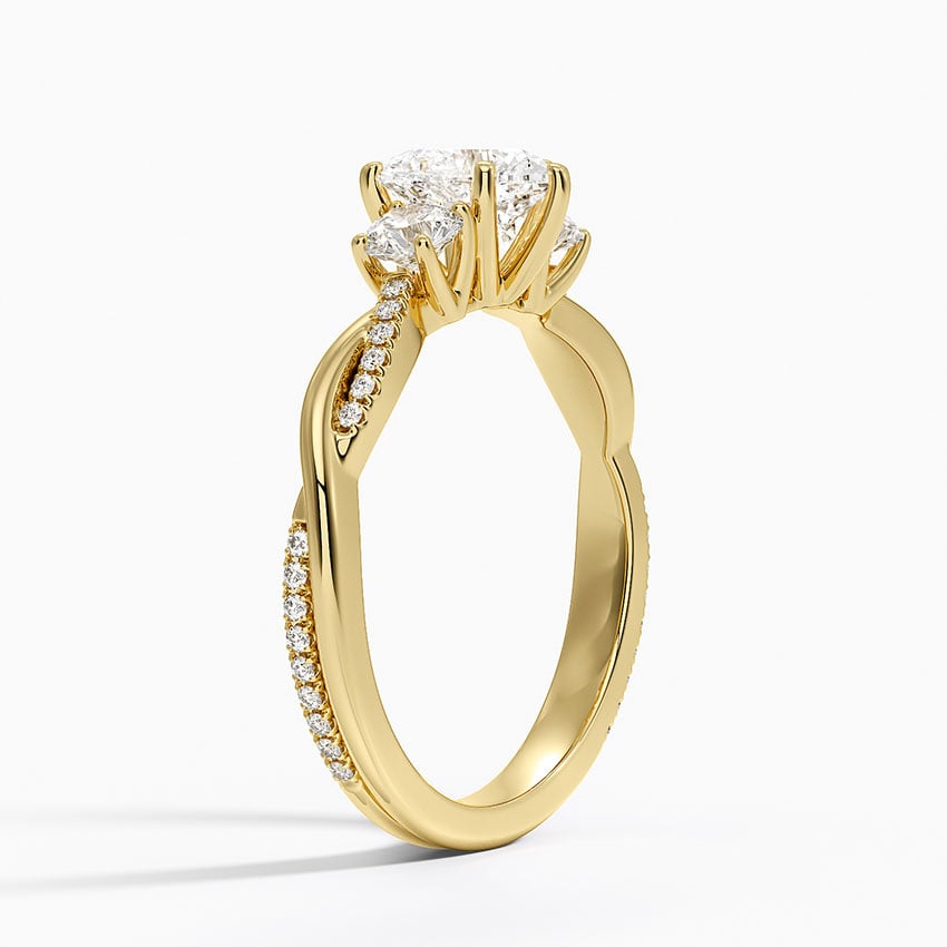 Petite Twisted Vine Three Stone Diamond Ring (2/5 ct. tw.) Yellow Gold 18k Heart Engagement Ring