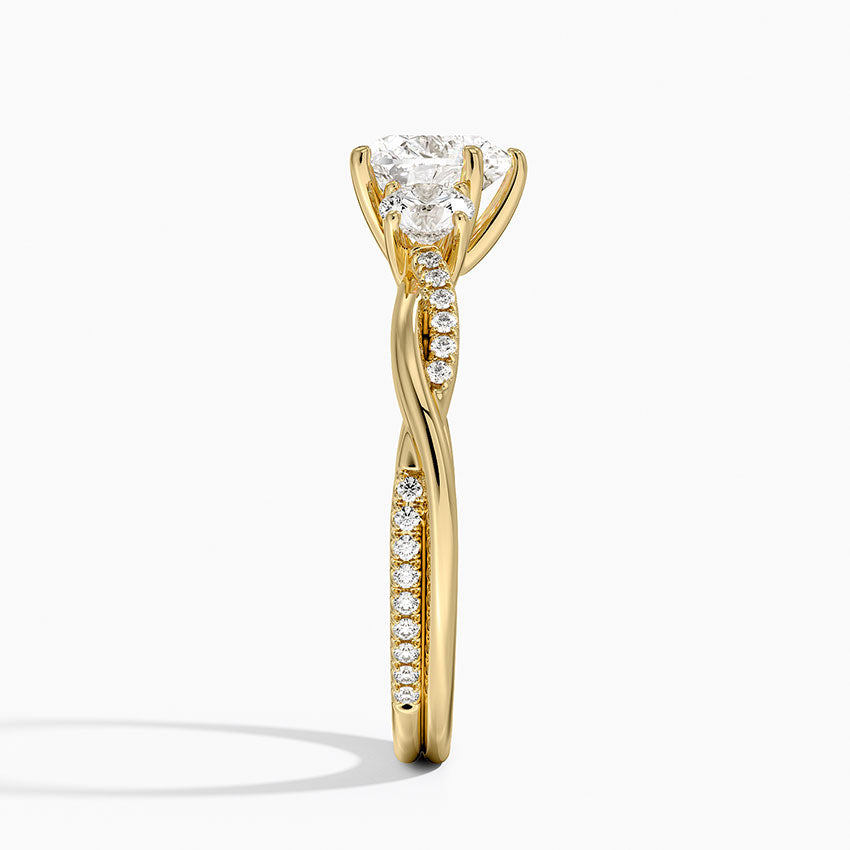 Petite Twisted Vine Three Stone Diamond Ring (2/5 ct. tw.) Yellow Gold 18k Heart Engagement Ring