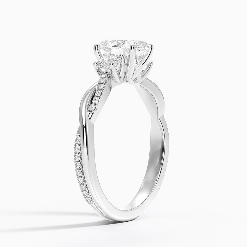 Petite Twisted Vine Three Stone Diamond Ring (2/5 ct. tw.) Platinum Oval Engagement Ring