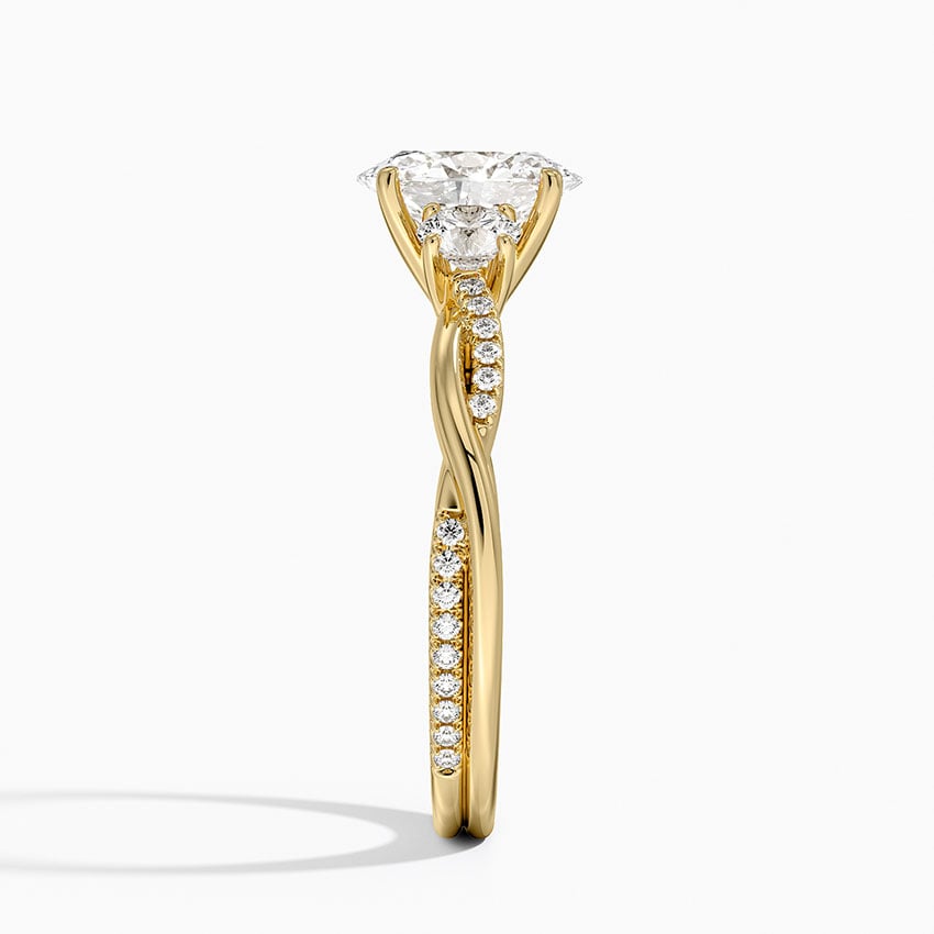 Petite Twisted Vine Three Stone Diamond Ring (2/5 ct. tw.) Yellow Gold 18k Oval Engagement Ring