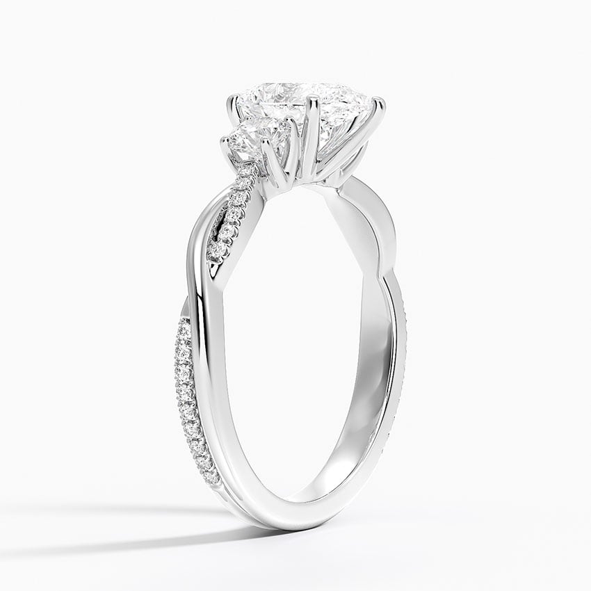 Petite Twisted Vine Three Stone Diamond Ring (2/5 ct. tw.) Platinum Pear Engagement Ring