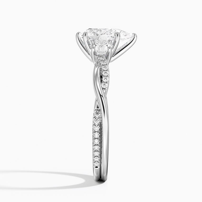 Petite Twisted Vine Three Stone Diamond Ring (2/5 ct. tw.) Platinum Pear Engagement Ring