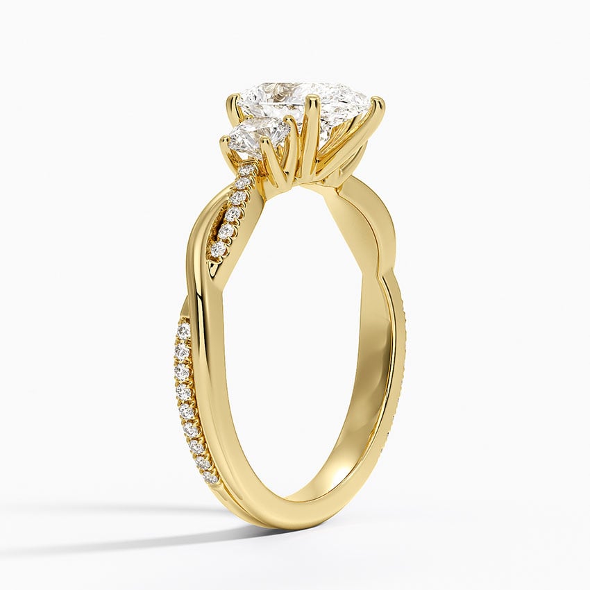 Petite Twisted Vine Three Stone Diamond Ring (2/5 ct. tw.) Yellow Gold 18k Pear Engagement Ring