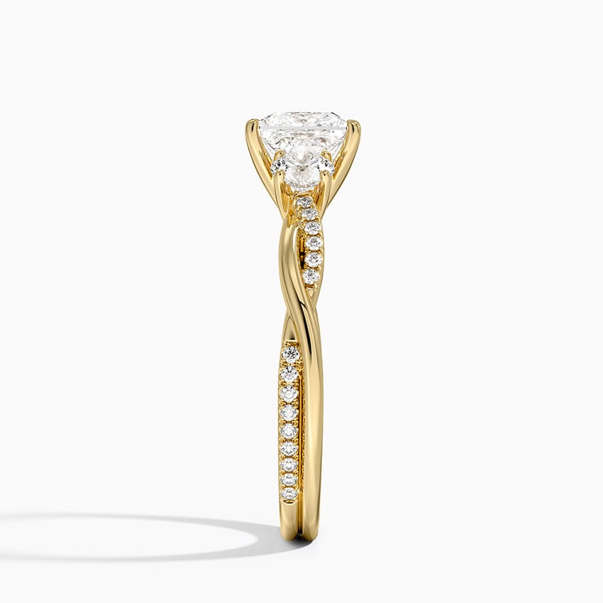 Petite Twisted Vine Three Stone Diamond Ring (2/5 ct. tw.) Yellow Gold 18k Princess Engagement Ring