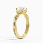 Petite Twisted Vine Three Stone Diamond Ring (2/5 ct. tw.) Yellow Gold 18k Radiant Engagement Ring