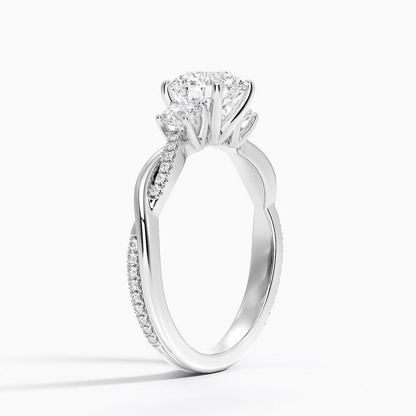 Petite Twisted Vine Three Stone Diamond Ring (2/5 ct. tw.) Platinum Round Engagement Ring