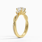 Petite Twisted Vine Three Stone Diamond Ring (2/5 ct. tw.) Yellow Gold 18k Round Engagement Ring
