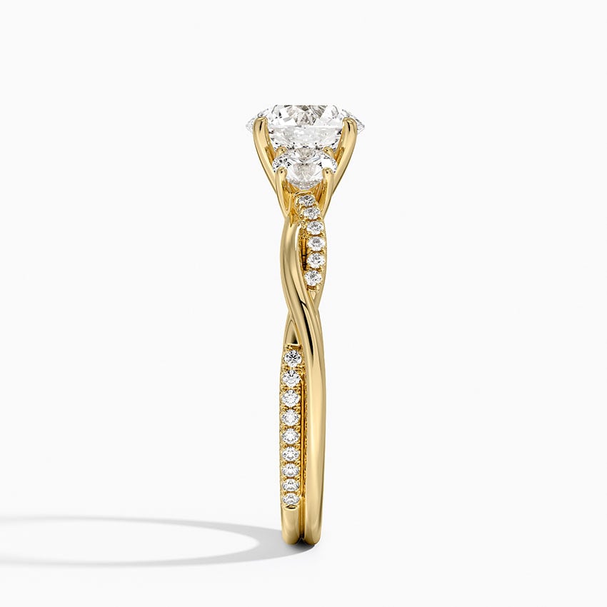 Petite Twisted Vine Three Stone Diamond Ring (2/5 ct. tw.) Yellow Gold 18k Round Engagement Ring