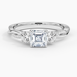 Petite Twisted Vine Three Stone Diamond Ring (2/5 ct. tw.) Platinum Asscher Engagement Ring