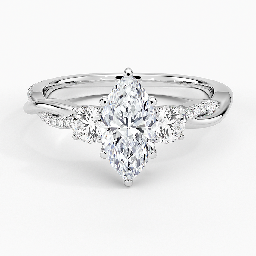 Petite Twisted Vine Three Stone Diamond Ring (2/5 ct. tw.) Platinum Marquise Engagement Ring