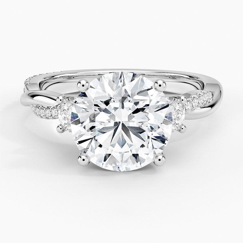 Petite Twisted Vine Three Stone Diamond Ring (2/5 ct. tw.) Platinum Round Engagement Ring