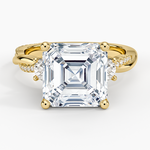 Petite Twisted Vine Three Stone Diamond Ring (2/5 ct. tw.) Yellow Gold 18k Asscher Engagement Ring