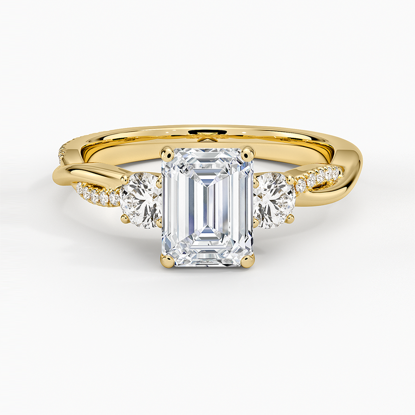 Petite Twisted Vine Three Stone Diamond Ring (2/5 ct. tw.) Yellow Gold 18k Emerald Engagement Ring