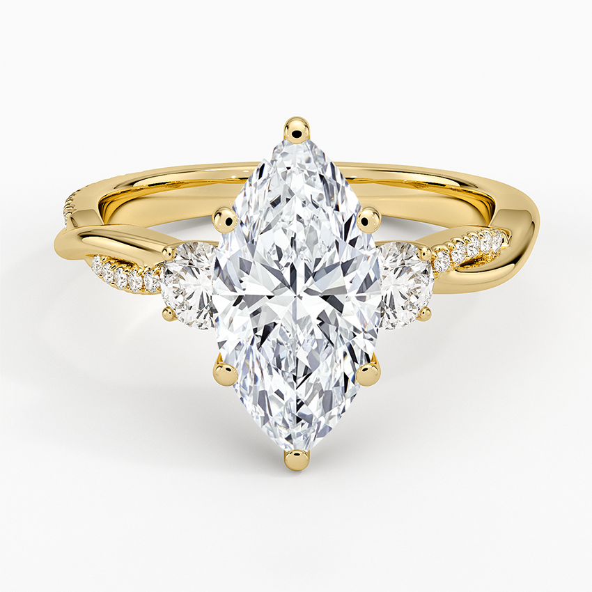 Petite Twisted Vine Three Stone Diamond Ring (2/5 ct. tw.) Yellow Gold 18k Marquise Engagement Ring