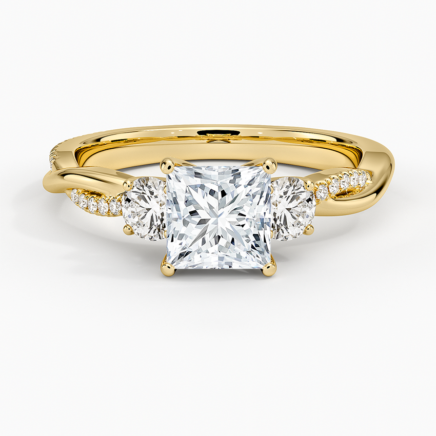 Petite Twisted Vine Three Stone Diamond Ring (2/5 ct. tw.) Yellow Gold 18k Princess Engagement Ring