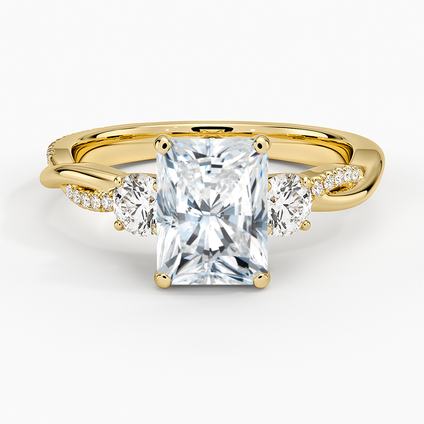 Petite Twisted Vine Three Stone Diamond Ring (2/5 ct. tw.) Yellow Gold 18k Radiant Engagement Ring