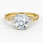 Petite Twisted Vine Three Stone Diamond Ring (2/5 ct. tw.) Yellow Gold 18k Radiant Engagement Ring