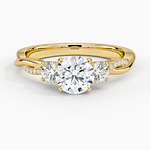 Petite Twisted Vine Three Stone Diamond Ring (2/5 ct. tw.) Yellow Gold 18k Round Engagement Ring