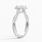 Petite Twisted Vine Halo Diamond Ring (1/4 ct. tw.) Platinum Asscher Engagement Ring