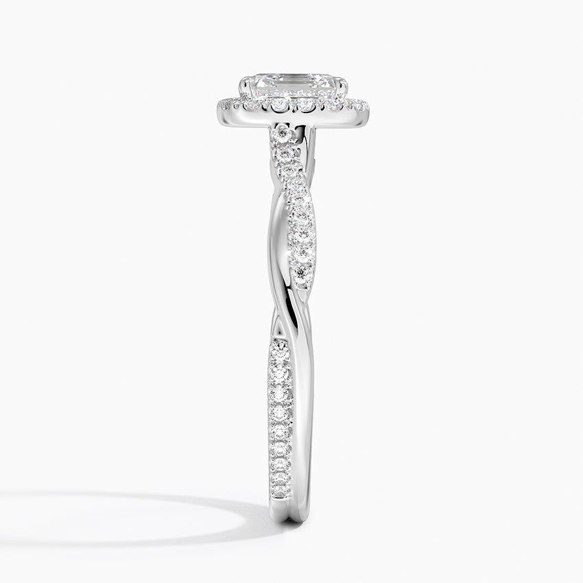 Petite Twisted Vine Halo Diamond Ring (1/4 ct. tw.) Platinum Asscher Engagement Ring