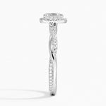 Petite Twisted Vine Halo Diamond Ring (1/4 ct. tw.) Platinum Asscher Engagement Ring