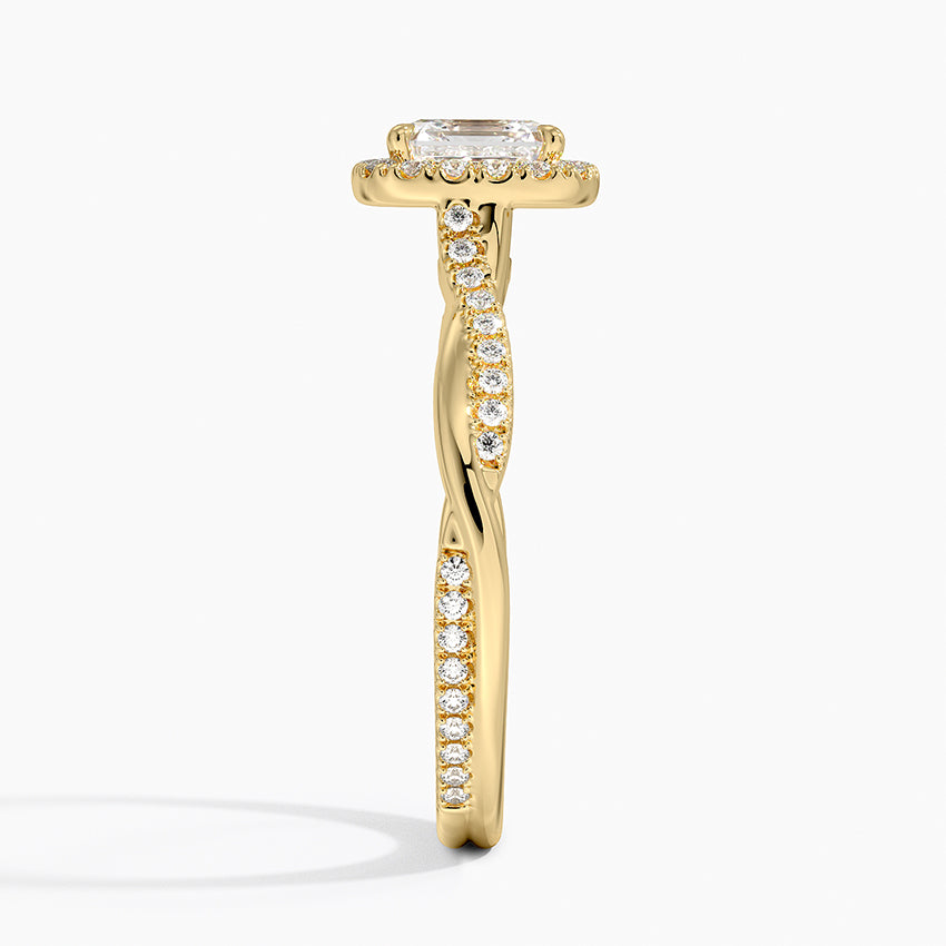 Petite Twisted Vine Halo Diamond Ring (1/4 ct. tw.) Yellow Gold 18k Asscher Engagement Ring