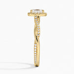 Petite Twisted Vine Halo Diamond Ring (1/4 ct. tw.) Yellow Gold 18k Asscher Engagement Ring