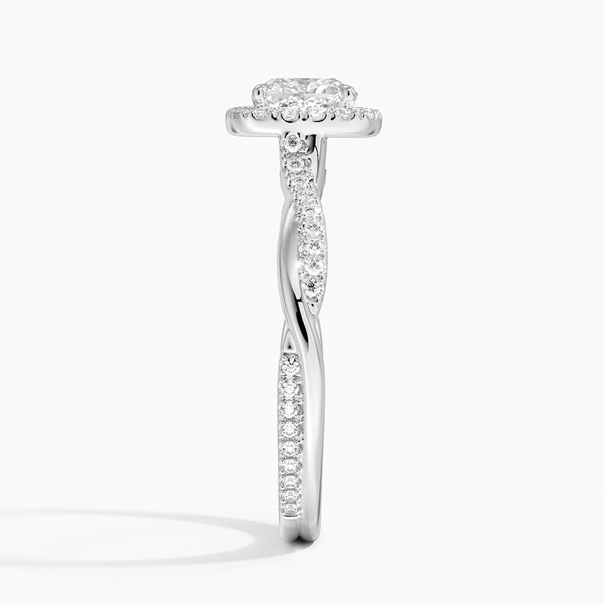 Petite Twisted Vine Halo Diamond Ring (1/4 ct. tw.) Platinum Cushion Engagement Ring