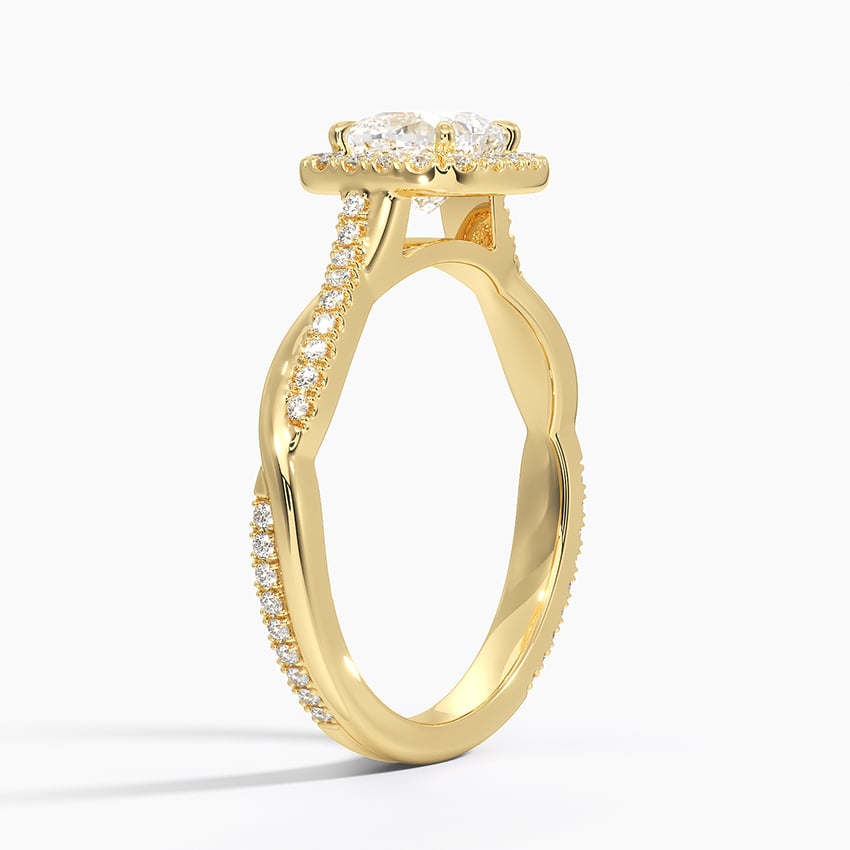 Petite Twisted Vine Halo Diamond Ring (1/4 ct. tw.) Yellow Gold 18k Cushion Engagement Ring