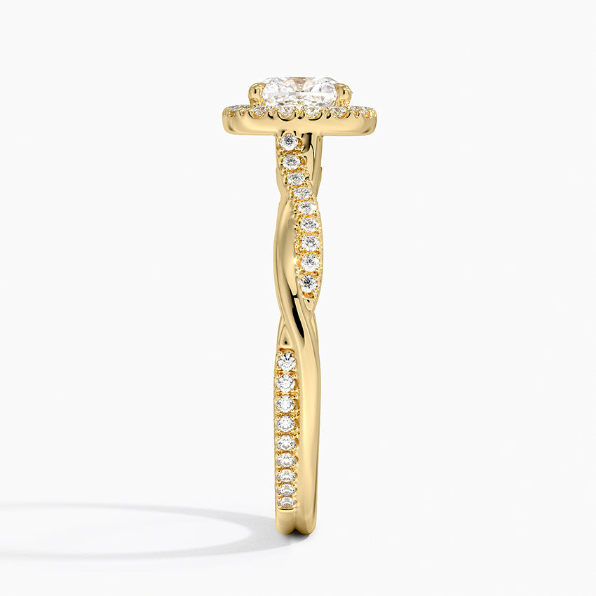 Petite Twisted Vine Halo Diamond Ring (1/4 ct. tw.) Yellow Gold 18k Cushion Engagement Ring