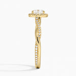 Petite Twisted Vine Halo Diamond Ring (1/4 ct. tw.) Yellow Gold 18k Cushion Engagement Ring