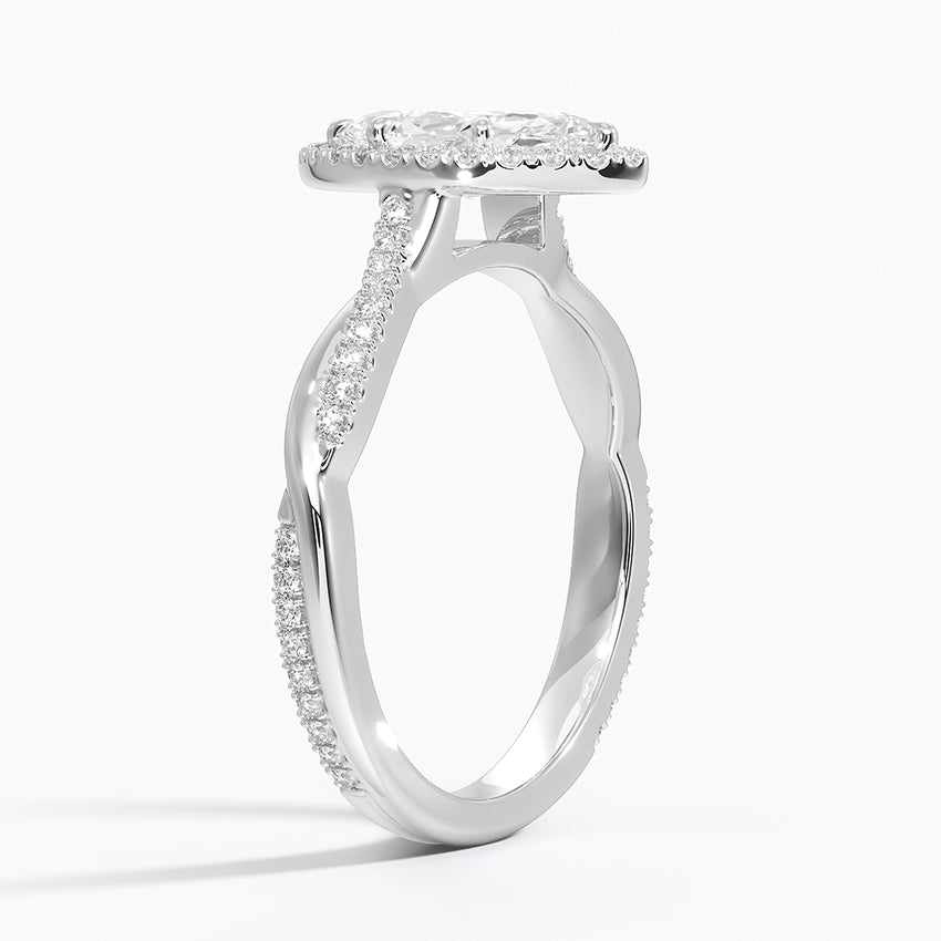 Petite Twisted Vine Halo Diamond Ring (1/4 ct. tw.) Platinum Marquise Engagement Ring