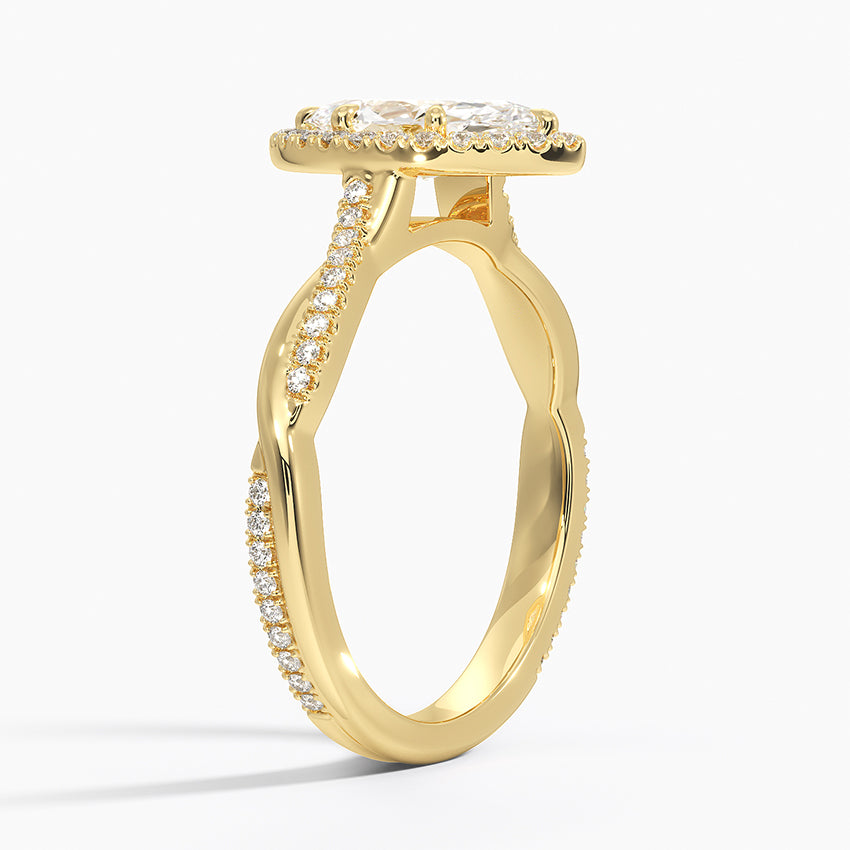Petite Twisted Vine Halo Diamond Ring (1/4 ct. tw.) Yellow Gold 18k Marquise Engagement Ring