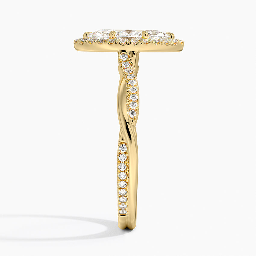 Petite Twisted Vine Halo Diamond Ring (1/4 ct. tw.) Yellow Gold 18k Marquise Engagement Ring